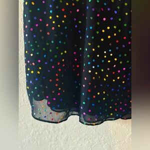 Rainbow Polka Dot Spaghetti Strap Dress Tank Top Fluttering Express Size M